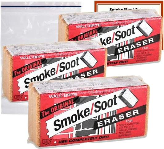 Absorene Smoke Soot Eraser Sponge 3 Pack with Storage Bag and Instruction Card