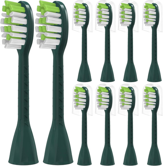 YMPBO Toothbrush Replacement Heads Compatible with Philips One Series Sonicare Rechargeable Toothbrush BH1022/08, 10 Pack Replacement Heads, Soft Bristles, Sage Green