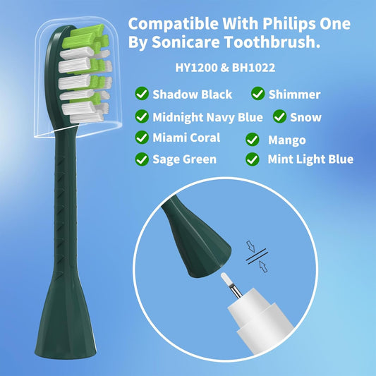 YMPBO Toothbrush Replacement Heads Compatible with Philips One Series Sonicare Rechargeable Toothbrush BH1022/08, 10 Pack Replacement Heads, Soft Bristles, Sage Green